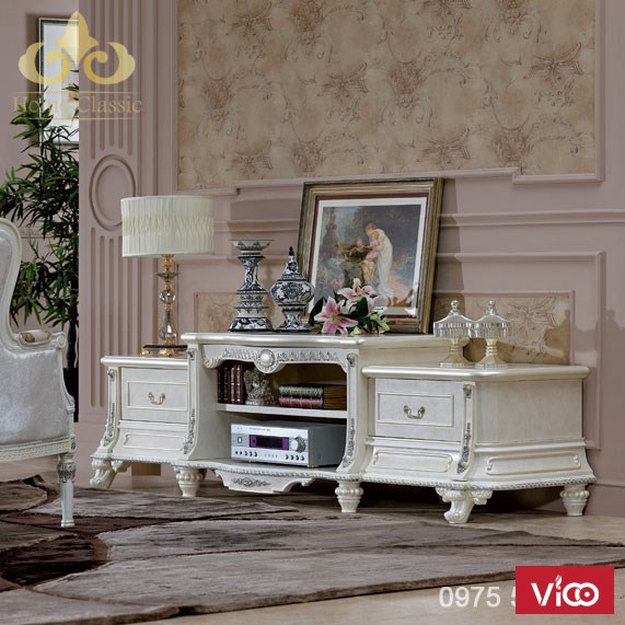 thi công kệ ti vi cổ điển 0211