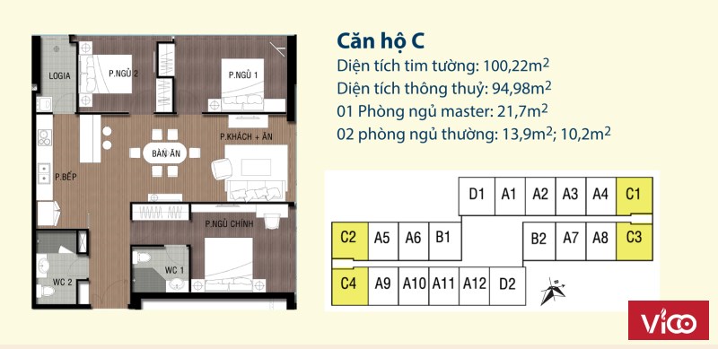 Chuyển nhượng lại căn C3 đẹp nhất dự án Artemis