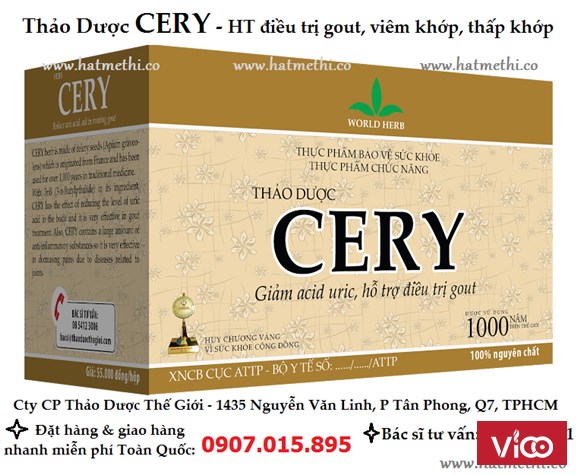 Thảo dược Cery ngăn ngừa & điều trị gout, đau nhức khớp