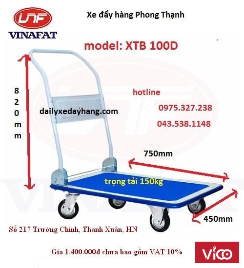 Xe đẩy hàng X370, xe đẩy hàng Phong Thạnh, xe kéo hàng 300kg, xe đẩy hàng 4 bánh