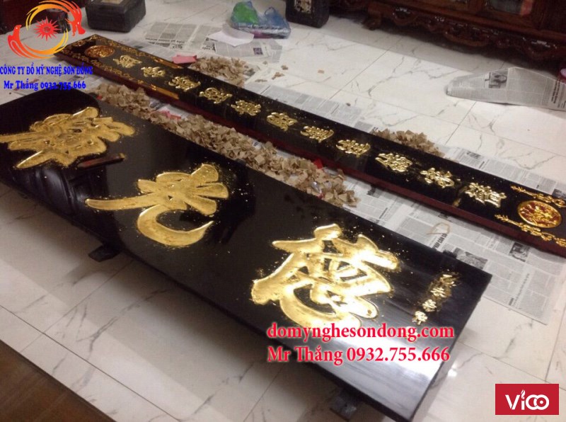 Chuyên làm hoành phi câu đối dát vàng cao cấp
