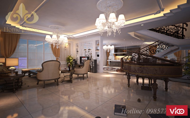 Thi công nội thất biệt thự tân cổ điển sang trọng 0505