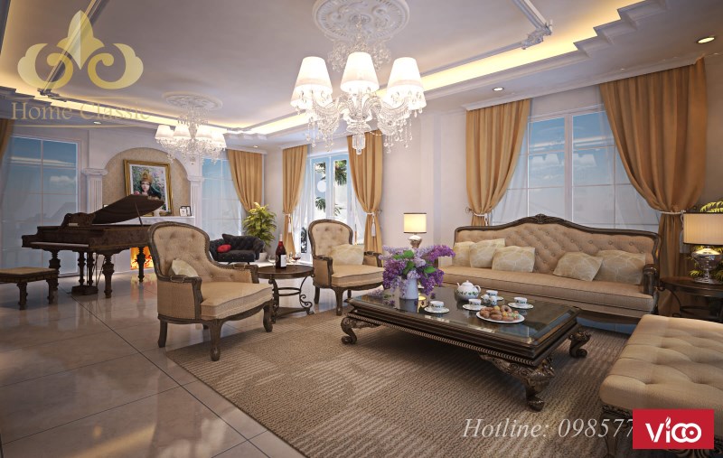 Thi công nội thất biệt thự tân cổ điển sang trọng 0505