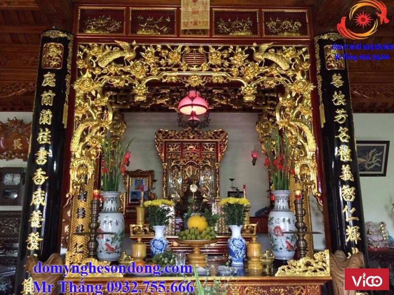 Đồ thờ gỗ sơn đồng, gỗ lõi chạm kỹ sơn son thếp bạc thếp vàng