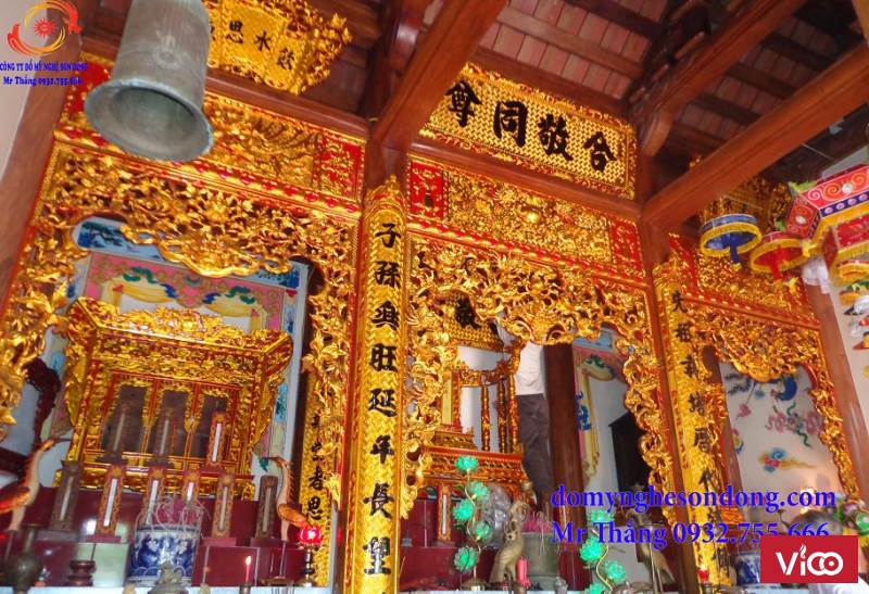 Đồ thờ gỗ sơn đồng, gỗ lõi chạm kỹ sơn son thếp bạc thếp vàng