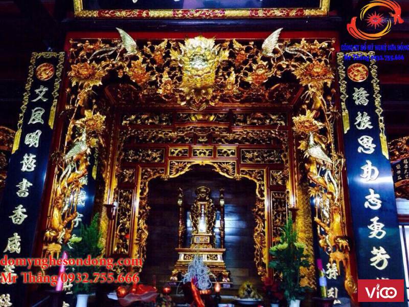 Đồ thờ gỗ sơn đồng, gỗ lõi chạm kỹ sơn son thếp bạc thếp vàng
