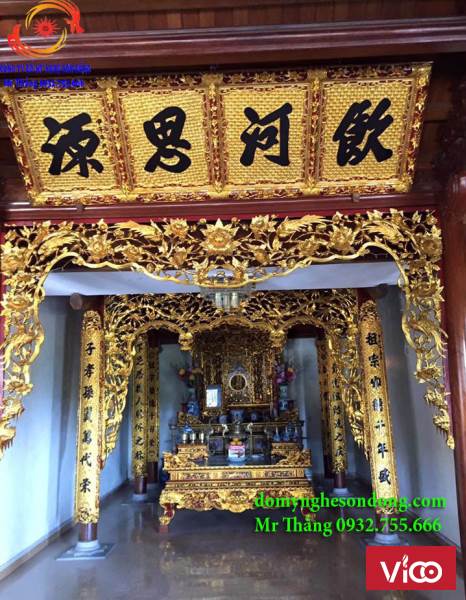 Đồ thờ gỗ sơn đồng, gỗ lõi chạm kỹ sơn son thếp bạc thếp vàng