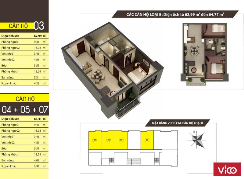 Cần bán gấp căn hộ KS Alacarte, 2PN, tầng cao, DT 65m2, giá 2.8 tỷ