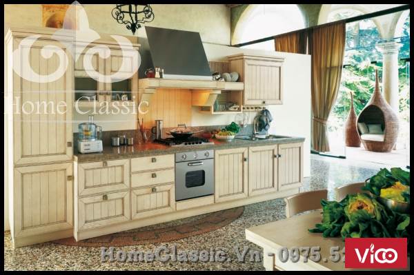 Thiết kế, thi công nội thất phòng bếp tân cổ điển cổ điển 100