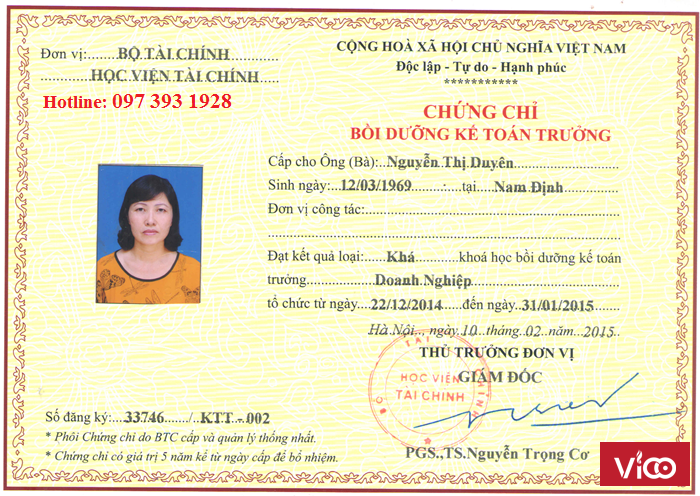 Học chứng chỉ kế toán trưởng tại Hải Phòng 0973931928