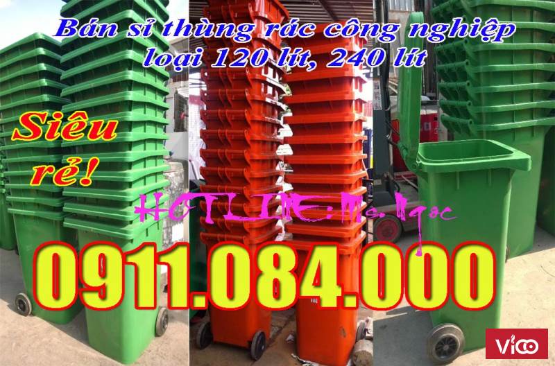 Thùng rác 120 lít, 240 lít xe gom rác giá rẻ Long Xuyên, An Giang