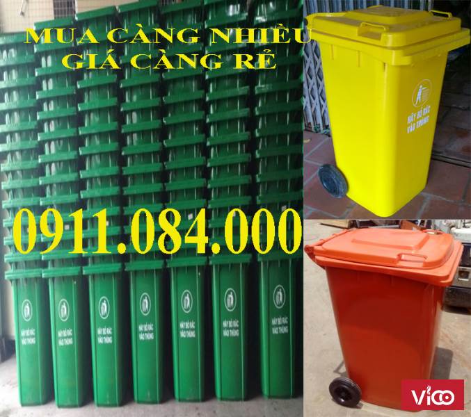 Thùng rác 120 lít, 240 lít xe gom rác giá rẻ Long Xuyên, An Giang