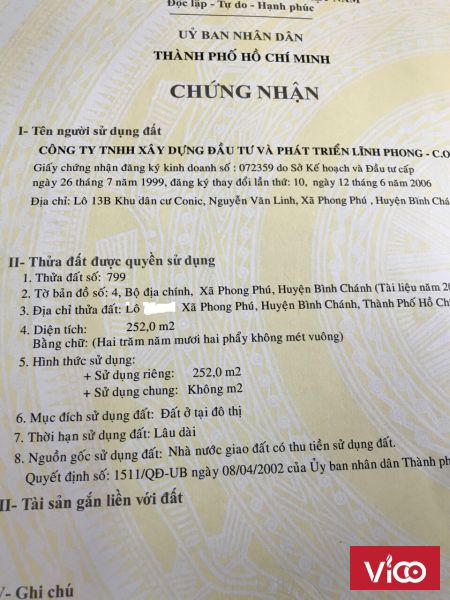 Bán đất biệt thự 252m2 khu đô thị mới 13B conic sổ hồng riêng giá 22 triệu/m2, đường số 7 12m