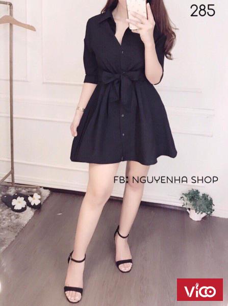 Đầm sơmi kate lụa cột nơ eo dày đẹp từ 53k