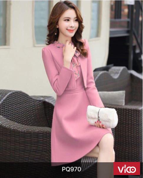 Đầm cát hàn tay voan hoa kèm áo dày đẹp từ 70k