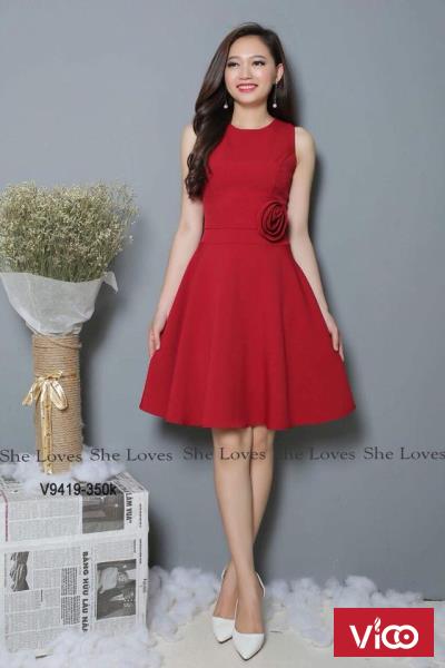 Đầm cát hàn nơ eo có dây kéo dày đẹp từ 53k