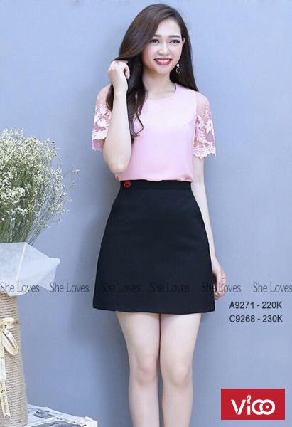 Set áo váy kim tuyến tay ren dày đẹp từ 53k