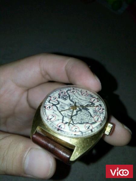 Đồng hồ Pilot mặt bảng đồ cổ bọc vàng 10k