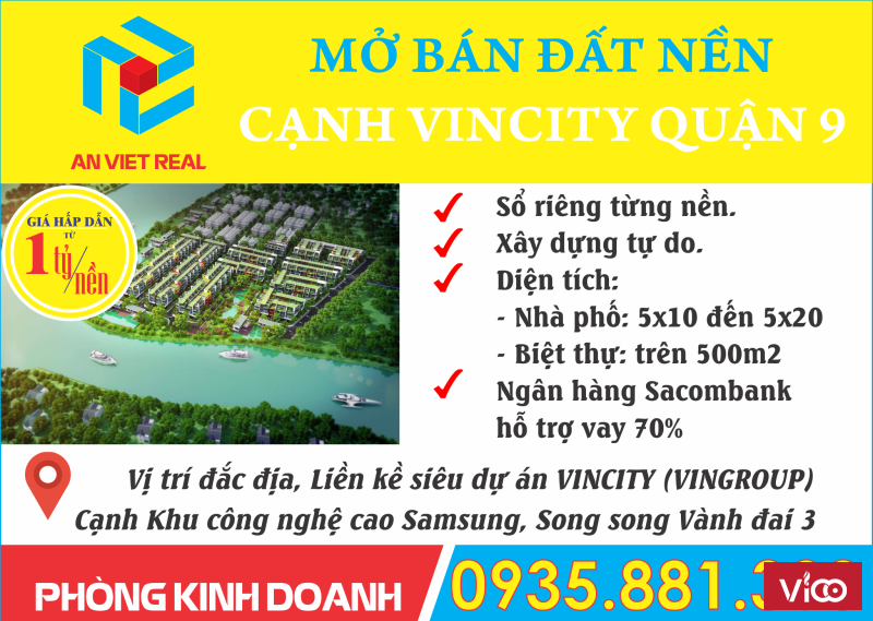 Bán đất nền đường Nguyễn Xiển Lò Lu quận 9, cạnh Vincity, DT 50m2 500m2, Giá chỉ từ 1 tỷ/nền
