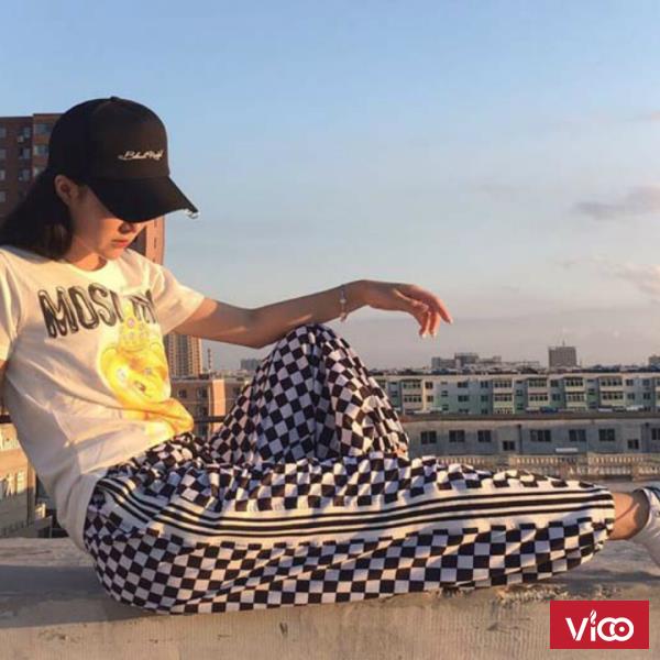 Quần culottes caro viền sọc sporty Mã QD1650