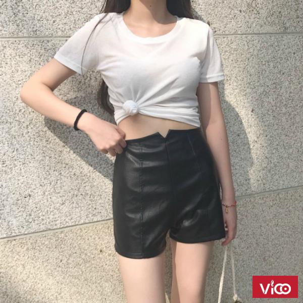 Quần short da cạp cao Mã QN797