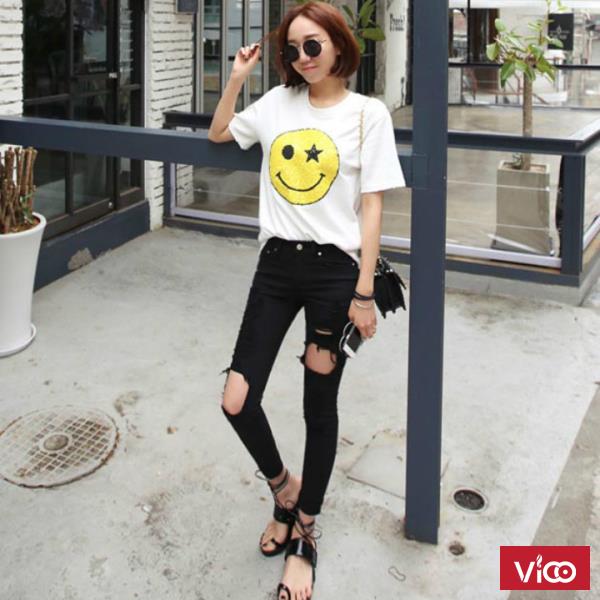 Quần skinny nữ rách toạc gối Mã QD1612