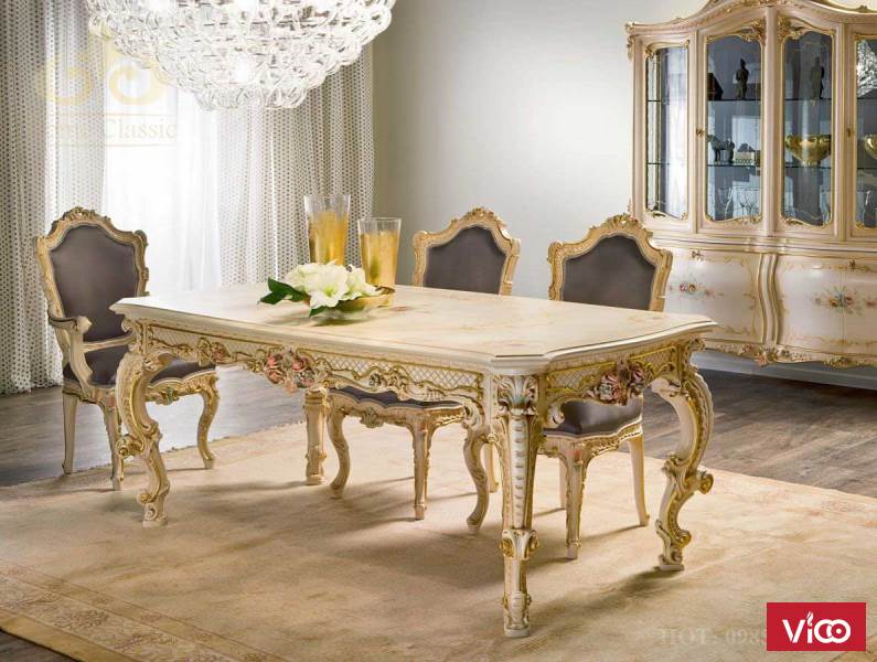 Bộ bàn ghế ăn cổ điển tân cổ điển 2501