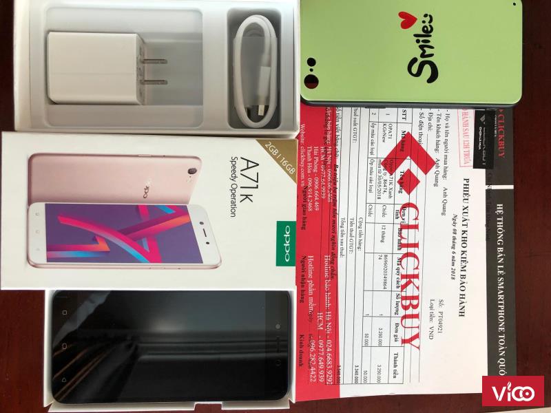 Oppo A71K mới 100 ngày 8/6/2018 bảo hành chính hãng 12 tháng