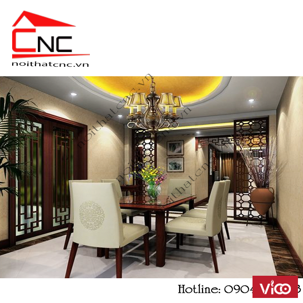 Vách gỗ ngăn phòng khách và bếp đẹp tại tphcm