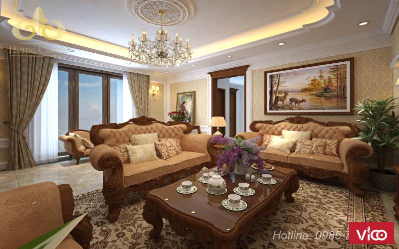 Thiết kế nội thất biệt thự kiểu dáng tân cổ điển sang trọng 0707