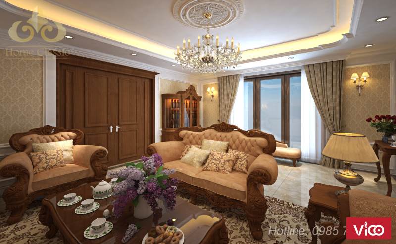 Thiết kế nội thất biệt thự kiểu dáng tân cổ điển sang trọng 0707