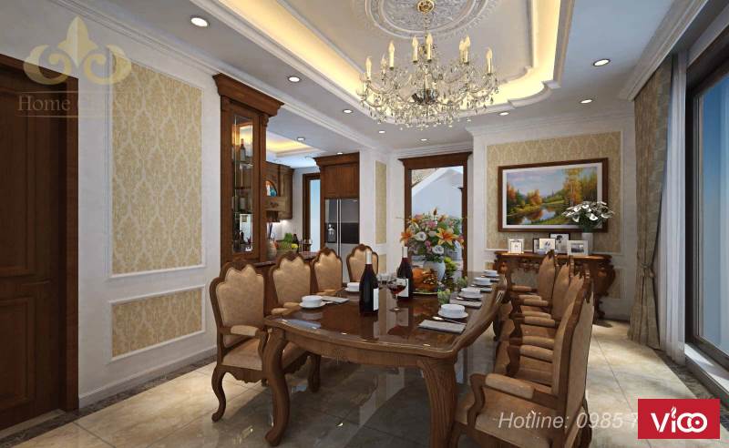 Thiết kế nội thất biệt thự kiểu dáng tân cổ điển sang trọng 0707