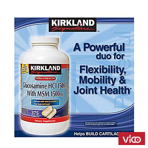 Glucosamine HCl 1500mg Kirkland 375 Viên