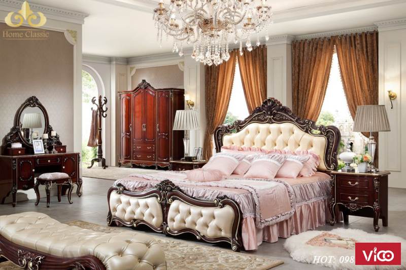 Thiết kế giường ngủ tân cổ điển_cổ điển 0808