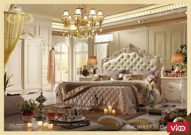 Thiết kế giường ngủ tân cổ điển_cổ điển 0808