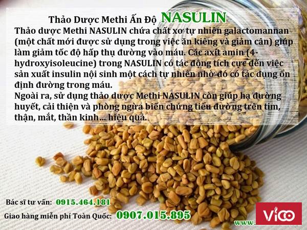 Hạt Methi NASULIN trị hiệu quả bệnh tiểu đường và máu nhiễm mỡ