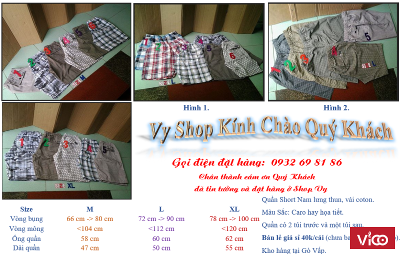 Quần Short Nam coton