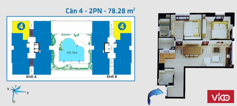Cho thuê căn hộ Danang plaza tầng 4