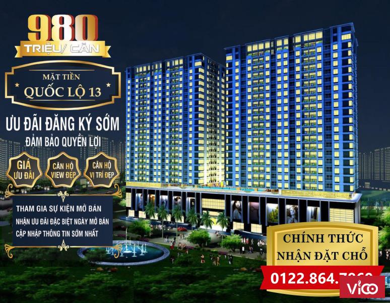 Trả trước 300tr có ngay căn hộ mặt tiền QL13, Bình Dương, view 3 mặt sông