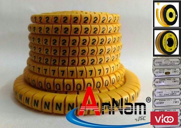 Phân phối vòng đánh dấu dây mạng Cat5/Cat6 loại cao su kiểu chữ/số có sẵn hàng tại Annam