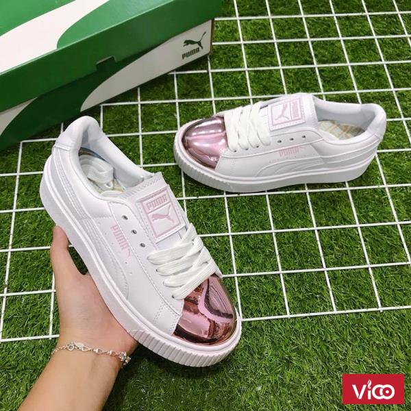 Giày Puma mũi hồng, vàng, xám