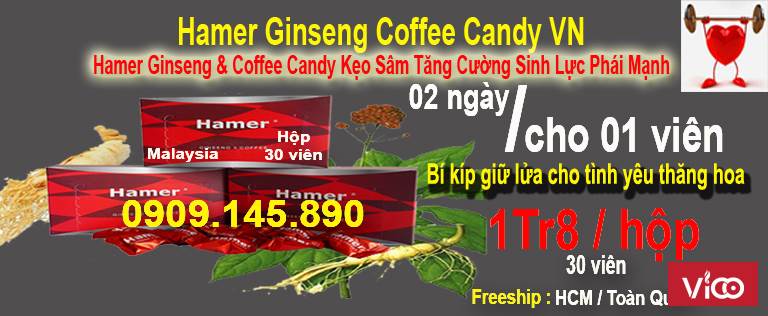 Kẹo sâm Hamer Ginseng Coffee Candy tăng cường sinh lực phái mạnh