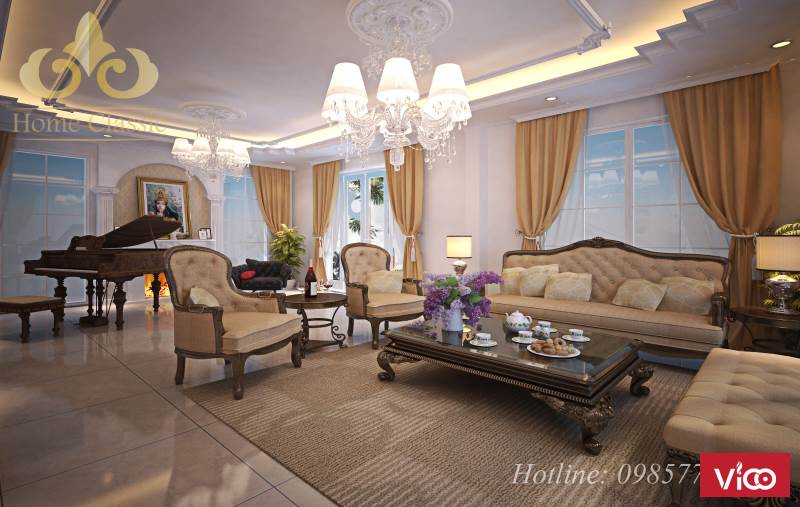 Thiết kế nội thất biệt thự tân cổ điển Vinhomes Riverside Hoa Sữa 1212