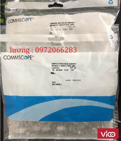 Hạt đầu bấm RJ11 Cat3 AMP P/N4063721 loại rj1 6P4C Modular Plugs 100 pack