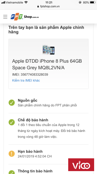 IPhone 8 Plus 64GB màu xám bản Quốc tế hàng FPT máy chất giá tốt