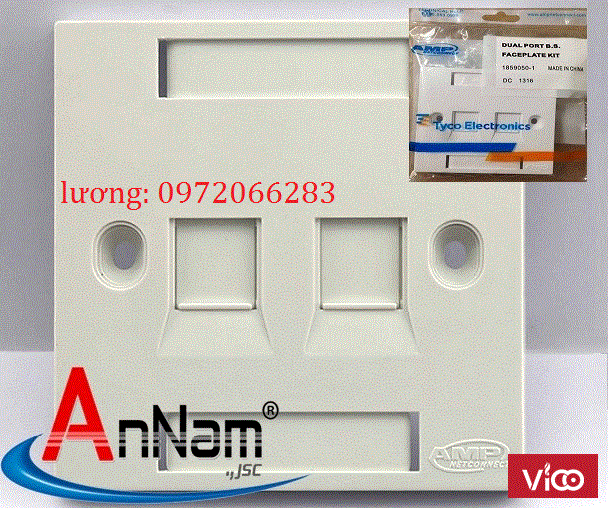 Mặt 2 Port Wallplate AMP Face Plate 18590501 mặt nạ vuông