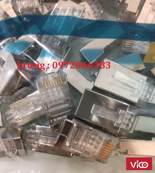 Hạt mạng Sắt AMP chống nhiễu Shielded 8 Position Modular Plug mã 55695303