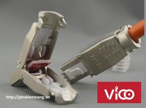 Đầu bấm hạt mạng Cat6A STP không dùng Tool, chống nhiễu Shielded, có chụp