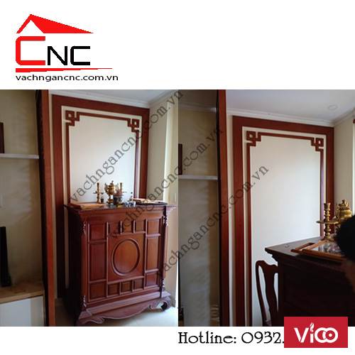 Thi công vách ngăn phòng khách và phòng thờ gỗ tại Nguyễn Thượng Hiền