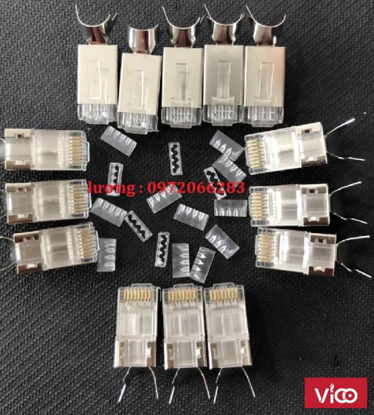 Bộ hộp Hạt mạng chụp Cat7/Cat6A chống nhiễu FTP có đuôi